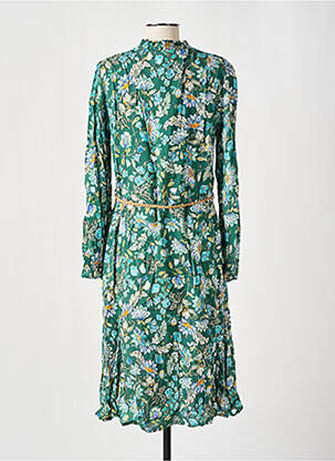 Rochie midi imprimeu floral mâneci lungi verde JULIE GUERLANDE femeie