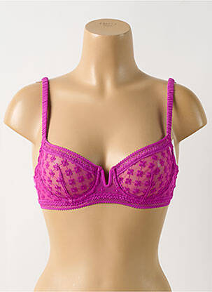 Sutien efect material satinat sutien balconet cu decolteu înalt roz SIMONE X SIMONE PÉRÈLE femeie