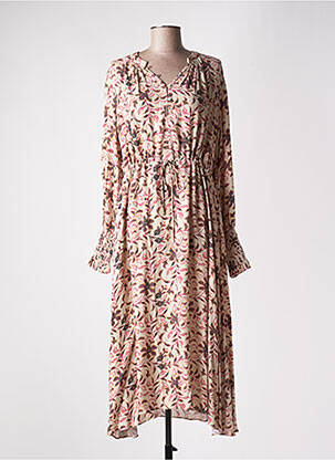 Rochie midi imprimeu floral mâneci lungi bej MOS MOSH femeie