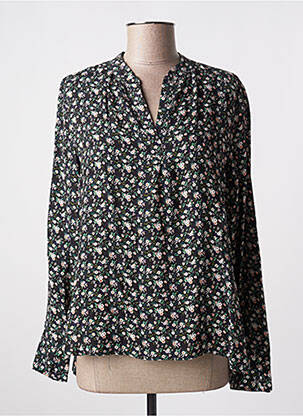 Bluză imprimeu floral mâneci lungi negru FIVE femeie