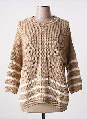 Pulover elasticitate mâneci 3/4 maro INDI & COLD femeie