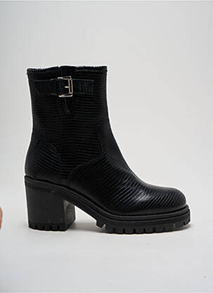 Botine/ghete țesătură satinată toc de 4 la 6 cm negru SMS femeie