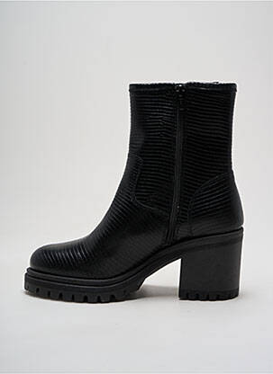 Botine/ghete țesătură satinată toc de 4 la 6 cm negru SMS femeie