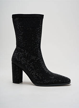 Botine/ghete țesătură satinată toc de 7 la 9 cm negru LODI femeie