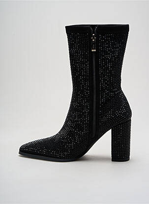 Botine/ghete țesătură satinată toc de 7 la 9 cm negru LODI femeie
