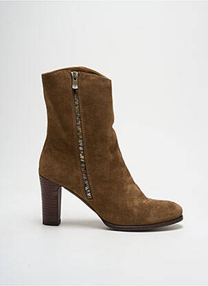 Botine/ghete nubuc toc de 7 la 9 cm maro ALIWELL femeie