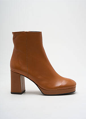 Botine/ghete material neted toc de 4 la 6 cm maro MARIAN femeie