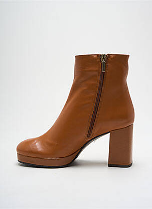 Botine/ghete material neted toc de 4 la 6 cm maro MARIAN femeie