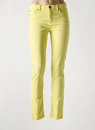 Pantalon slim țesătură poplin mărime normală galben MENSI COLLEZIONE femeie