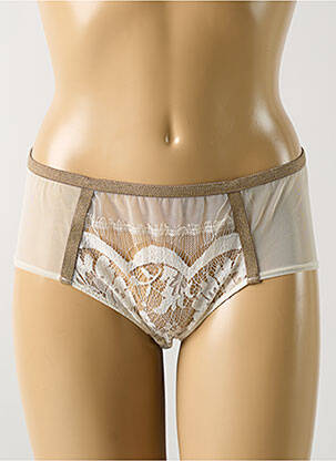 Shorty efect material satinat bej BARBARA femeie