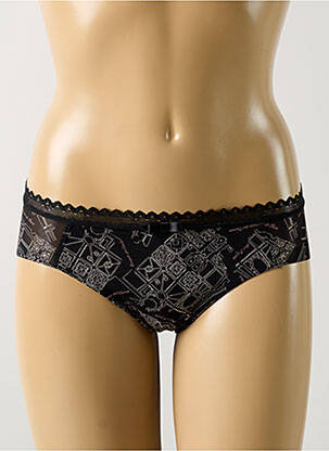 Shorty efect material satinat negru LOU femeie