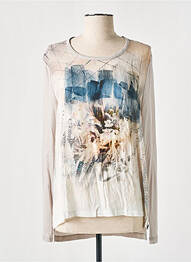 Tricou imprimeu fantezie mâneci lungi bej PURE BY LUCIA femeie