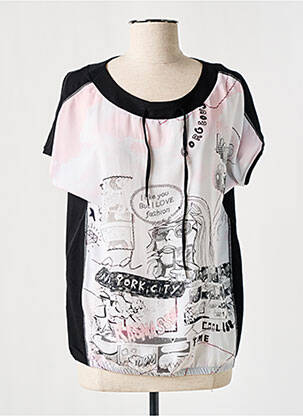 Tricou imprimeu fantezie mâneci scurte negru FABER femeie