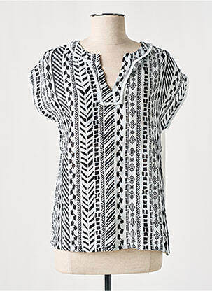 Tricou imprimeu fantezie mâneci scurte negru DEVERNOIS femeie