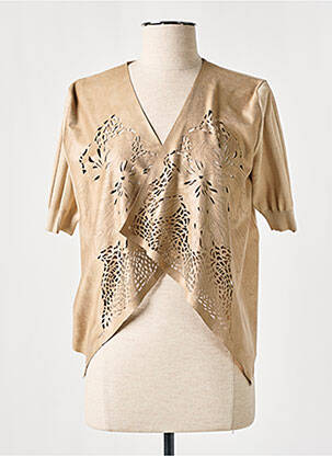 Bolero efect material satinat bej LESLIE femeie