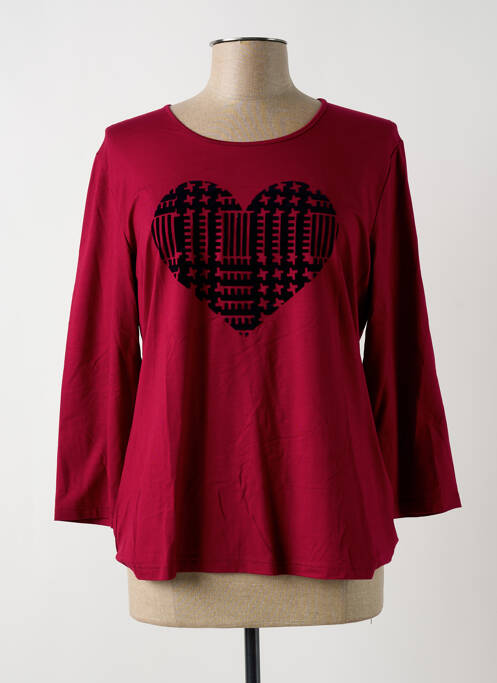 Tricou serigrafie flockată mâneci lungi roșu FABER femme