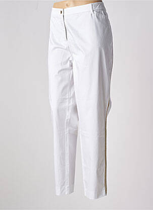 Pantalon slim țesătură poplin mărime normală alb FABER femeie