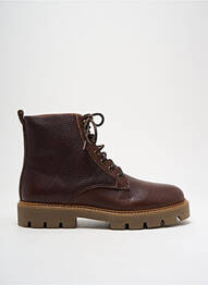 Botine/ghete țesătură satinată toc mic maro M.MOUSTACHE homme