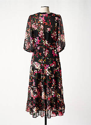 Rochie lungă imprimeu floral mâneci 3/4 negru GRACE & MILA femeie