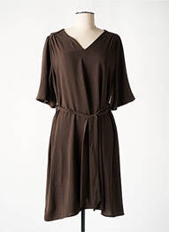 Rochie midi croială fluidă mâneci 3/4 maro GRACE & MILA femeie