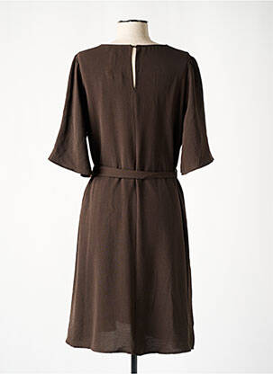 Rochie midi croială fluidă mâneci 3/4 maro GRACE & MILA femeie