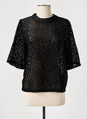 Top guler rotund mâneci 3/4 negru GRACE & MILA femeie