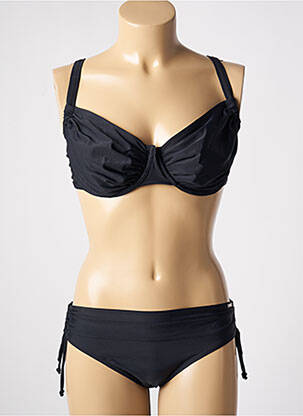 Costum de baie din două piese elasticitate sutien cupe întregi cu decolteu înalt negru SUN PROJECT femeie