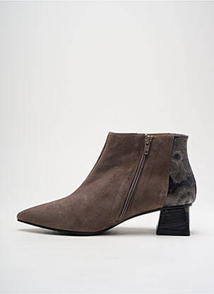 Botine/ghete țesătură satinată toc de 4 la 6 cm negru LODI femeie