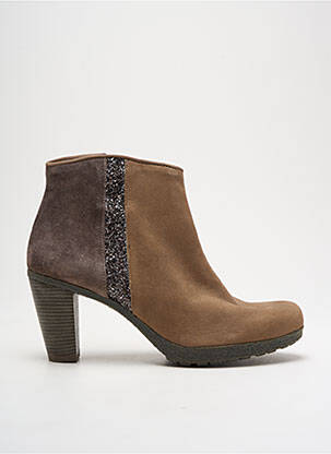 Botine/ghete nubuc toc de 7 la 9 cm maro REQINS femeie