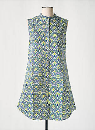 Rochie scurtă fără mâneci fără mâneci verde COTON DU MONDE femeie