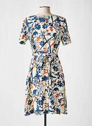 Rochie midi imprimeu floral mâneci scurte bej COTON DU MONDE femeie