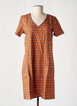 Rochie scurtă mâneci scurte mâneci scurte maro COTON DU MONDE femeie