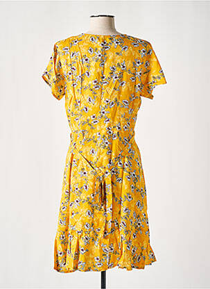 Rochie midi imprimeu floral mâneci scurte galben COTON DU MONDE femeie