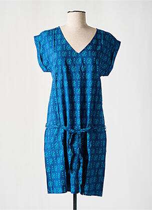 Rochie scurtă mâneci scurte mâneci scurte albastru COTON DU MONDE femeie