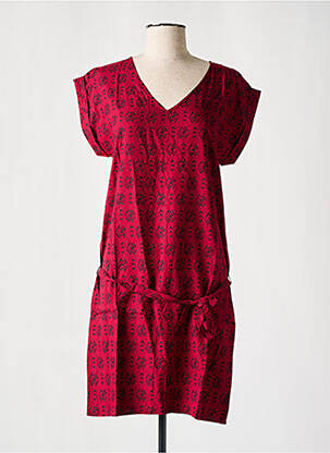 Rochie scurtă mâneci scurte mâneci scurte roșu COTON DU MONDE femeie