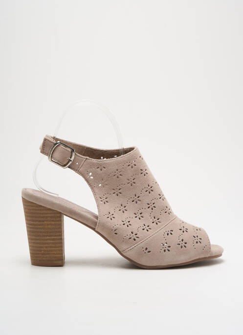 Sandale/pantofi decupați toc pătrat toc de 7 la 9 cm bej CARMELA femme