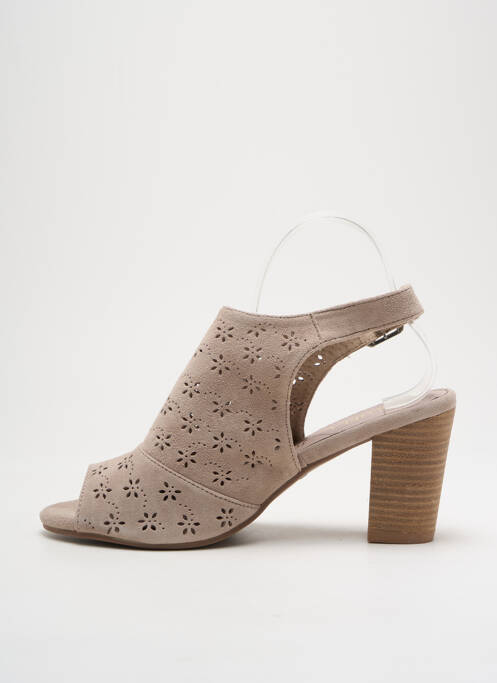 Sandale/pantofi decupați toc pătrat toc de 7 la 9 cm bej CARMELA femme