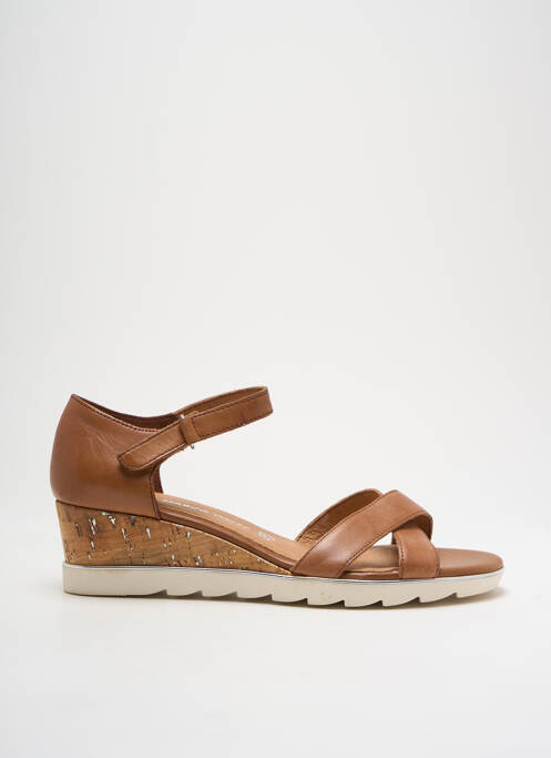 Sandale/pantofi decupați țesătură satinată toc de 4 la 6 cm maro MARCO TOZZI femme