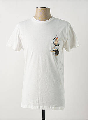 Tricou croială dreaptă mâneci scurte alb BASK IN THE SUN bărbat