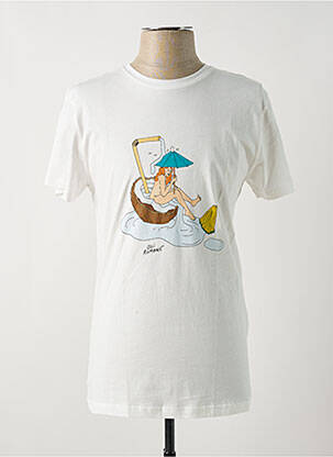 Tricou croială dreaptă mâneci scurte alb BASK IN THE SUN bărbat