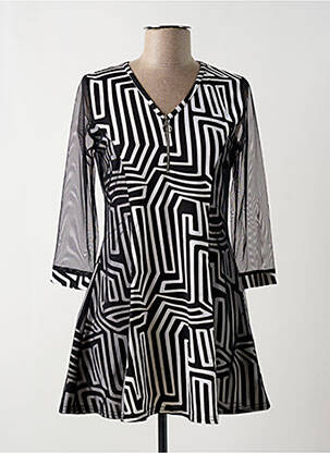 Rochie scurtă croială evazată mâneci lungi negru MULTIPLES femeie