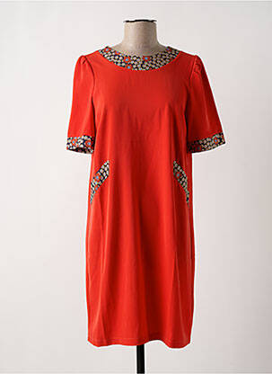 Rochie scurtă mâneci scurte mâneci scurte portocalie MULTIPLES femeie