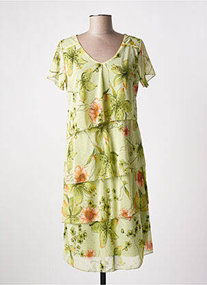 Rochie midi imprimeu floral mâneci scurte verde MULTIPLES femeie