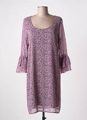 Rochie scurtă croială fluidă mâneci 3/4 violet MULTIPLES femeie