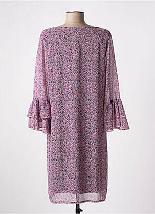 Rochie scurtă croială fluidă mâneci 3/4 violet MULTIPLES femeie