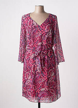 Rochie midi imprimeu floral mâneci 3/4 roz MULTIPLES femeie