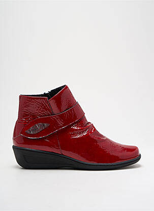 Botine/ghete vârf rotund toc de 4 la 6 cm roșu OTTILIA femeie