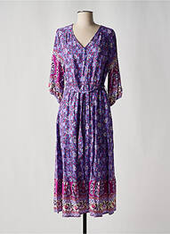 Rochie lungă imprimeu floral mâneci 3/4 violet NARA femme