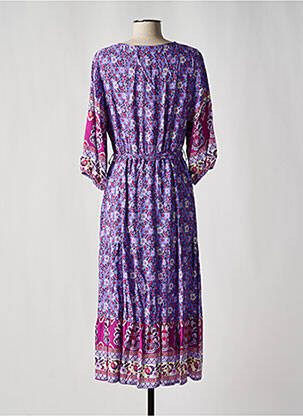 Rochie lungă țesătură poplin mâneci 3/4 violet NARA femeie