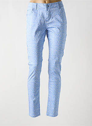 Pantalon slim țesătură poplin mărime normală albastru SOO femeie